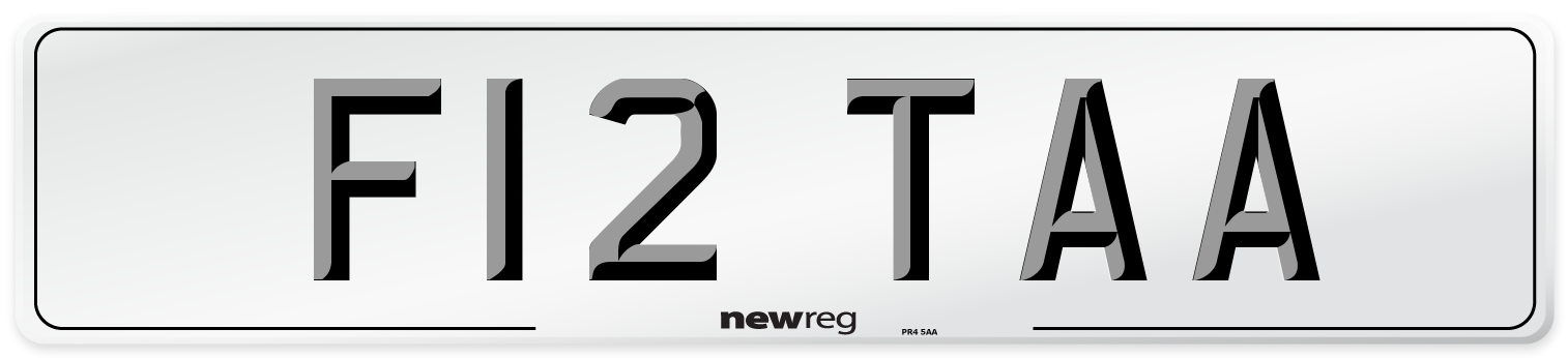 F12 TAA Number Plate from New Reg